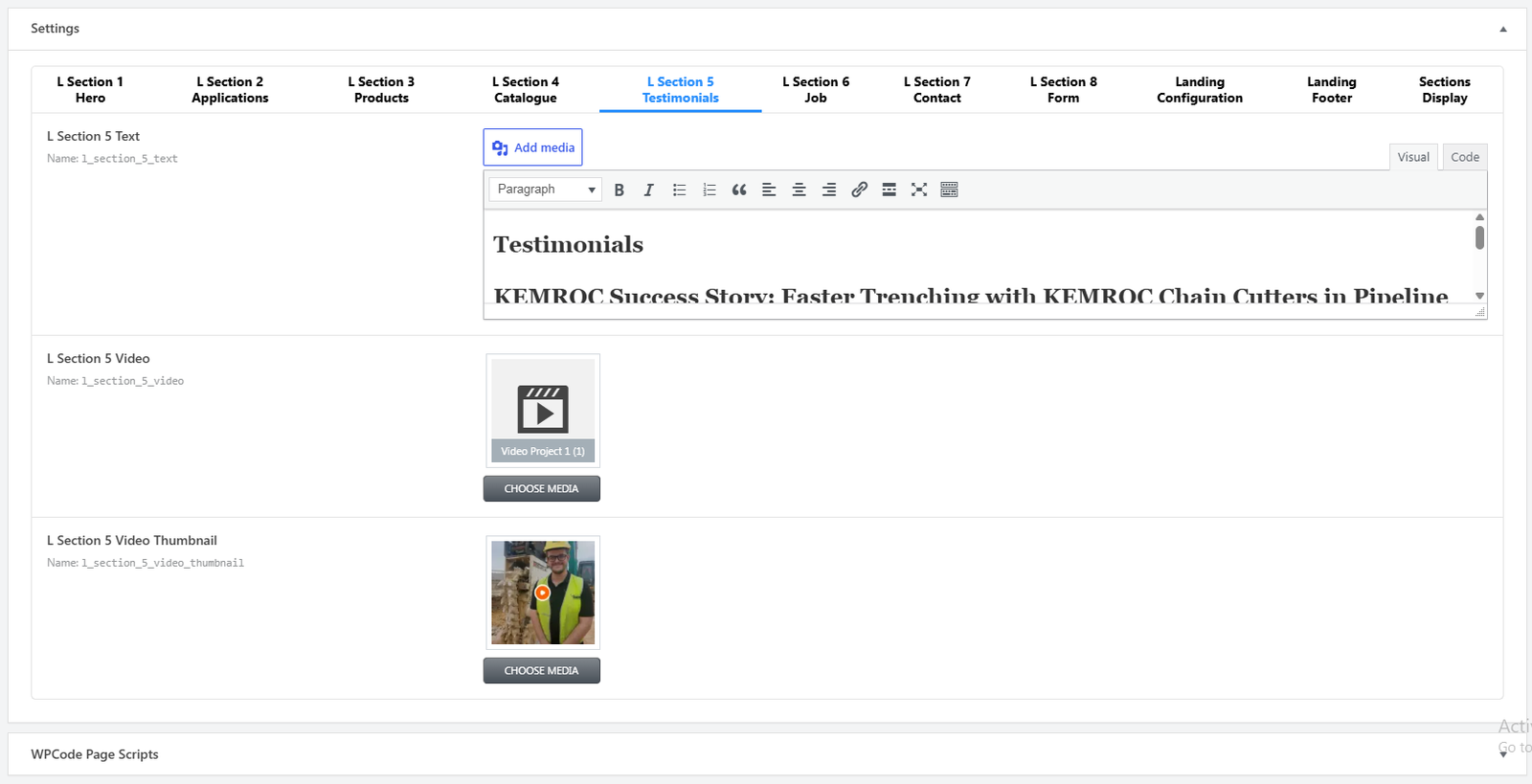 L Section 5 Testimonials fields